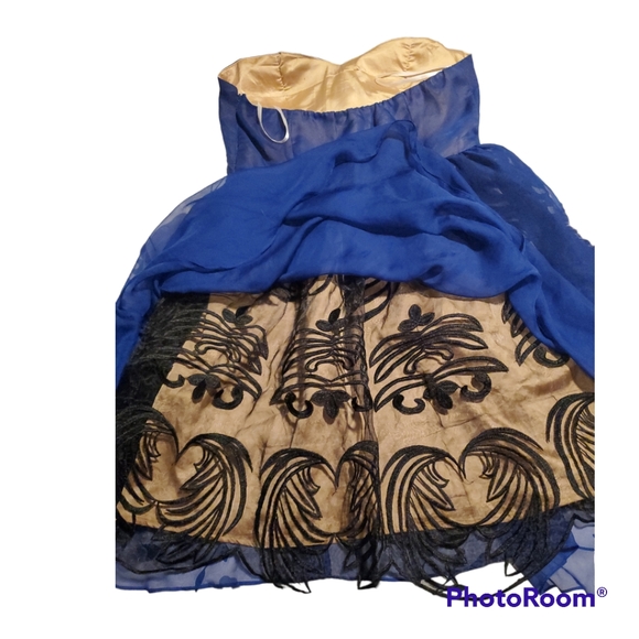 NWOT Modcloth Blue & Gold Strapless Dress 👗 - Picture 4 of 6